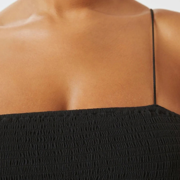 NWOT Maeve Micro Tube Top Spaghetti Strap Smocked Crop Top Black Medium - Picture 2 of 13